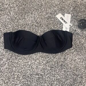 Womens DKNY Black Bikini Top Size Small NWT Strapless Removable Straps
